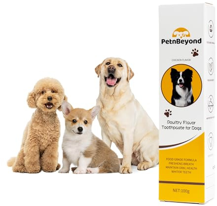 PetnBeyond Dog Toothpaste - Poultry Flavor Teeth Brushing Cleaner, Pet Breath Freshener, Oral Care, Professional Pet Toothpaste for Dogs and Cats. Controls Plaque, Tartar, Bad Breath, Reduces Plaque