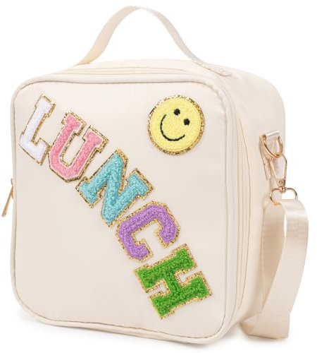 Kunoli Lonchera aislada para niños, mujeres, bolsa térmica blanca, reutilizable, a prueba de fugas, para el trabajo, picnic, escuela, barbacoa