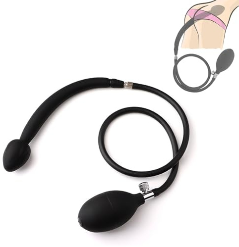 Axcroo Extra lang Silikon Aufblasbarer Analplug Pumpe mit Metall Perlen Ball Analstöpsel Verstellbar Riesige Butt Plug Analkugeln Anus Expansion XXL Anal Dilator Dildo Sex Spielzeug Für Männer Frauen
