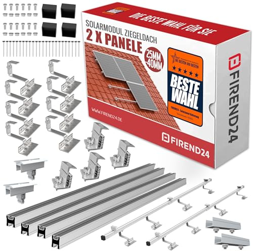 SET 2x PV-Module 35mm, PV, Photovoltaik, Aufständerung, Dachhalterung, Befestigung, Halter, Halterung, Solar, Solarmodul, Solarpanel, PV Halter, Ziegeldach, 8X DACHHAKEN!, 25-40mm