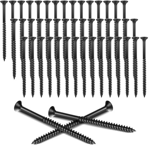 Hicarer 48 Pcs Oil Rubbed Bronze Wood Screws 9 x 3 Inch Black Extra Long Security Door Cabinet DIY Projects Hinge Screws, Flat Head, Anti Corrosion