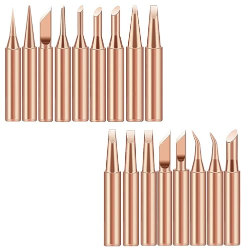 KUBDPQOR 17 Stück Lötspitzen Reines Kupfer Lötspitze Set 900M-T Lötkolben Ersatzlötspitzen Multifunktion Lötkolben Spitzen Bleifrei Lötkolben Ersatzkopf Passend für Die Meisten Lötkolben & Lötstation