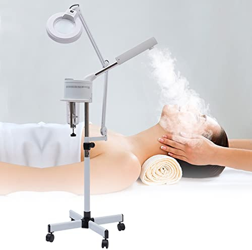 Gesichtsdampfer,2 in 1 Professionelle Gesichtsdampfer und 5X LED Lupenleuchte 220V 750W Schönheit Gesichts Saubere Hautpflege Werkzeug, Zuhause Salon Aromatisch Ion Sprühen Maschine