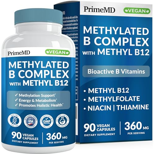 Methylated B Complex with Methylfolate and B12 Methylcobalamin 1000 mcg - Methylated Multivitamin for Energy, Brain Function, and Wellness - Vitamin B Complex for Men & Women (90 Servings) (Pack of 1)
