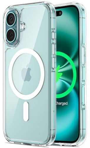ORNARTO für iPhone 16 Hülle kompatibel mit MagSafe, [Verstärkter Magnetkraft], [Anti-Vergilbung] Handyhülle iPhone 16 Case, stoßfeste iPhone 16 Schutzhülle mit [DoppelAirBags] - Durchsichtig