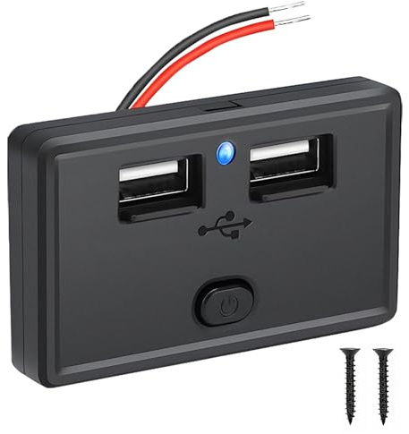 SIGANDG Cargador de Coche Dual USB 4.8A 12V/24V - Toma de Corriente 12V Con Puertos USB Para Automóvil, Barco, Camión - Panel de Montaje en Pared