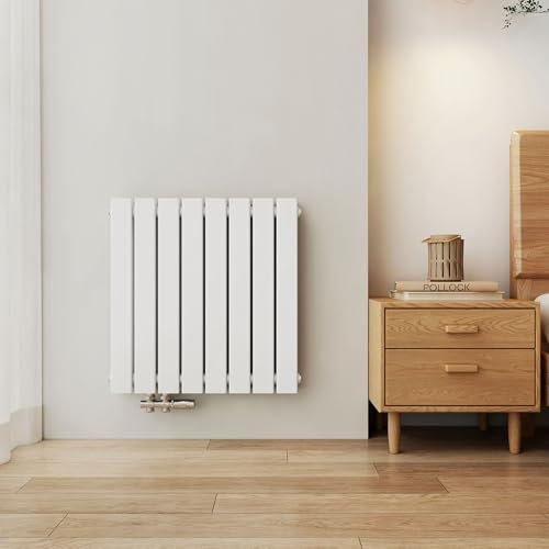 EMKE Heizkörper 630x620 mm, Design Heizkörper Flach Horizontal Paneelheizkörper Seitenanschluss Flachheizkörper Doppellagig Wandheizkörper Weiß 826 Watt