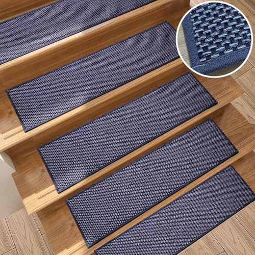 Hearda Treppenstufen Matten,Rechtwinklig 76x20cm Treppe Treppenteppich Leinen,Stufenmatten 5/10 Stück,Treppenteppich Selbstklebend Antirutschmatte Innenbereich Verhindert (Anthrazit,10 pc)