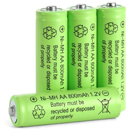 AXFEE Batterie Ricaricabili AA ad,4 Pezzi 1,2V 800mAh Ni-MH Ricaricabili, Batterie Ricaricabili Alta Capacità, per Telecomandi, Corde Luminose, Giocattoli, ecc (Pre-caricate,confezione da 4)