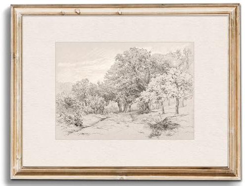 Uniro Neutrale Wandkunst für Heimdekoration, Bauernhaus-Landschaft, Baumskizze, Zeichnung, Wanddekoration, rustikale Natur-Leinwanddrucke, Antike, stimmungsvolle, neutrale Landschaft, Ölgemälde