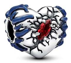 Pandora Stranger Things 793565C01 Breloque en Forme de cœur phosphorescente en Argent Sterling avec Cristal Artificiel Compatible avec Bracelets Moments, Rot, Argent Sterling, Cristal Artificiel