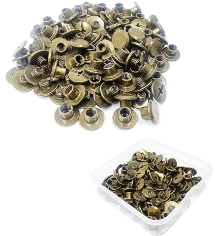 JXPXJMY 50 Stück Chicago Schrauben Rivets und Nieten Set für Bücher Lederbücher usw (Bronze, M5*4)