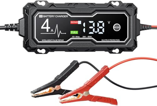 Riparazione di caricabatterie per auto, caricabatterie e manutenzione per moto - Smart Trickle automatico con indicatore LED - Mantenimento automatico di mantenimento automatico, caricatore
