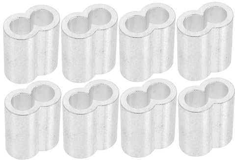 OKUMEYR Aluminum Wire Rope Sleeves with Secure Fit and Enhanced Strength 8pcs Oval Shape Cable Crimping Sleeves for Electrical and Industrial Use