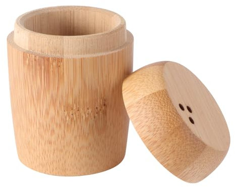 Ciieeo Caja Portapalillos de Dientes de Bambú Natural, Contenedor Compacto Tapa y Orificios, Diseño Multifunción para Almacenamiento en Hogar y Cocina, Estuche para Hisopos de Algodón,