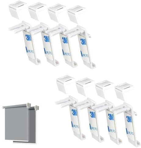 8 Set Klemmhalter Für Klemmfix Rollo,Duorollo Ohne Bohren Zum Klemmen Und Kleben,Als Zubehör Ersatzteil Für Die Aufhängung Und Befestigung Am PVC,Klemmträger Halterung Für PVC,Holz-Fenster, Türflügel