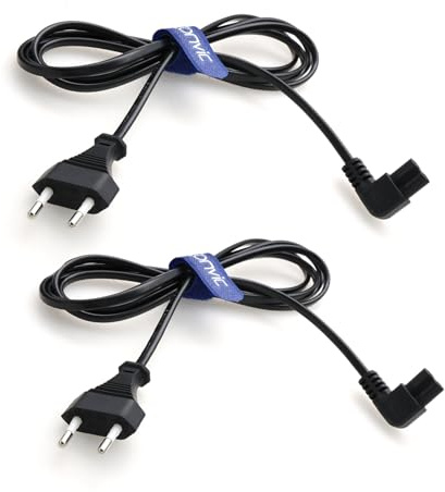 Eonvic Euro-Stecker auf rechtwinkliges C7-Netzkabel, 250V 2.5A Stromkabel Stecker Typ C CEE 7/16 auf C7 für Dell Samsung Laptop Monitor LG Philips TV Kleingeräte Haushaltsgeräte 3M,2PCS