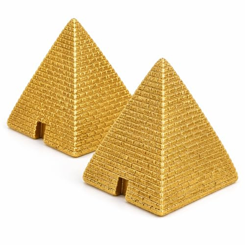2PCS Egyptian Pyramid Statue, Resin Mini Model Egyptian Pyramid, Gold Giza Style Figurines, Ancient Egypt Collectibles for School Project Diorama Bookshelf Cabinet Home Office Desk Decor 2.09IN/5.3CM