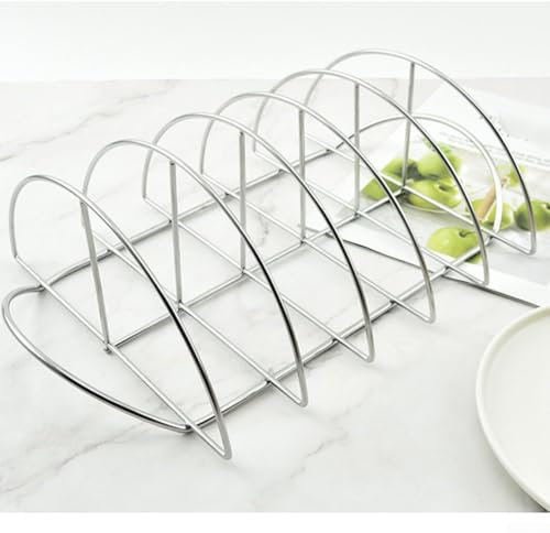 Griglia per barbecue in acciaio inox, antiaderente, semicircolare, supporto per barbecue in piedi per costolette di manzo, pollo, bistecche, 38,5 x 25 x 12 cm