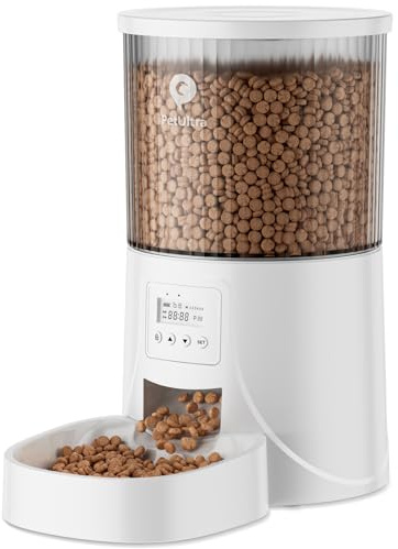 PETULTRA - Automatic cat feeder: cat food dispenser with time 4 liters, programmable, 1-6 meals for cats and small and medium dogs, automatic feeder for