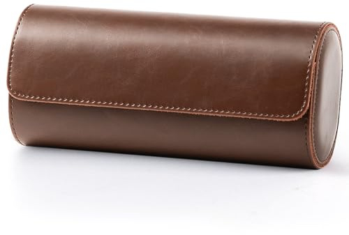 RosMank Dreifache Uhrenbox aus Leder, Vintage Reise Uhrenaufbewahrungsbox für Geburtstag, Jahrestag, Weihnachten, Valentinstag, Erntedankfest, Braun