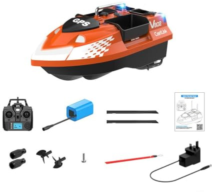 Torquino avancerad GPS RC betebåt, V802PRO högeffektiv RC fiskebåt med 4 fack, 3 kg stor kapacitet, LED-ljus, en-knapps retur, present till fiskeälskare