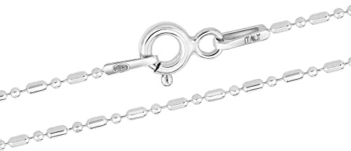 AeraVida 1mm Shiny Mixed Ball Diamond Cut .925 Sterling Silver Chain Necklace 18 inches | Unisex Minimalist Daily Sterling Silver Necklace