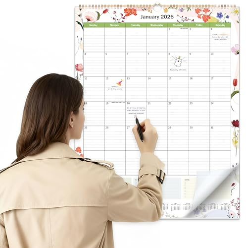 Large Wall Calendar 2026-2027, 22x17, 18 Month Calendar from January 2026 to June 2027, Vertical Extra Large Calendar 2026 for Wall, 120GSM Paper Hanging Monthly Calendar for Office Family,Garden