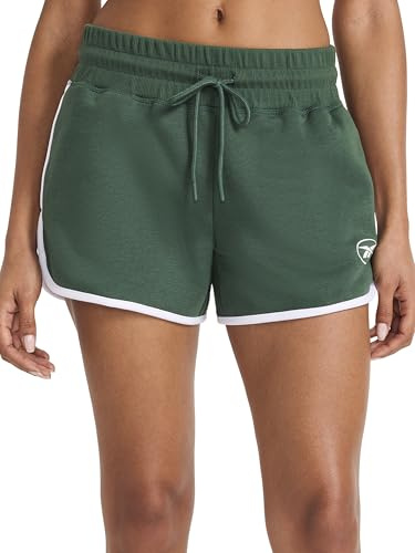 Reebok Women’s Retro Active 3” Short, Standard Fit, Lightweight Cotton-Poly Fleece Fabric, Pineneedle, Small