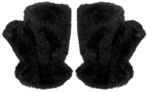 Grevosea Fingerlose Handschuhe Damen Softshell Thermo Halbfinger Winter Warm Gloves für Laufen Radfahren Fahren Innen Außen Handschuhe Fingerlos, Schwarz