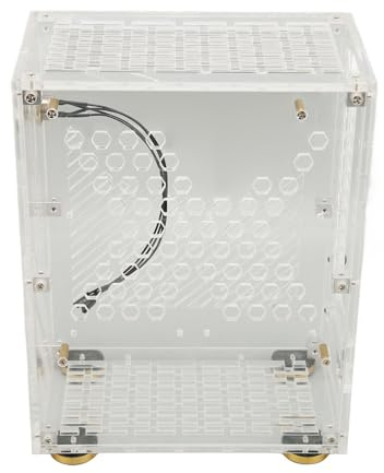 Fockety Estuche Mini ITX, Panel Acrílico Transparente de 4.3l Almohadillas de Pastel Amortiguadas de Enfriamiento de 360 ​​°, Paneles Ventilados GPU, Estuche Mini PC para Flex 1U Power SSD de