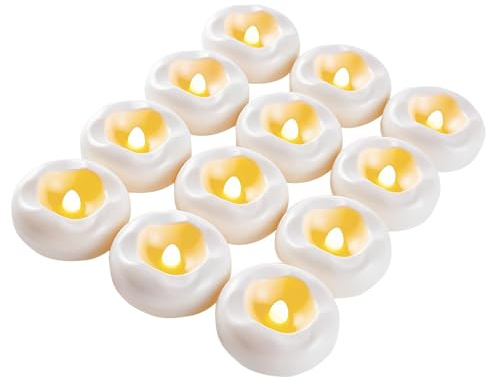 CLIUNT Flameless LED Waterproof Floating Candles, 12 Packs, Water Floating Tea Lights for Cylindrical Vases, Decorations for Wedding Decorations, Swimming Pools, Outdoor