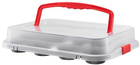AMBITION Muffinform mit Deckel Lakritze Backform für 12 Muffins Kohlenstoffstahl antihaftbeschichtet