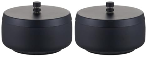 Homoyoyo Cenicero Portátil de Acero Inoxidable Negro con Tapa 2 Piezas | Metal Resistente al Viento, Diseño Moderno de Superficie Lisa, Limpieza Fácil para Oficina y Fiestas