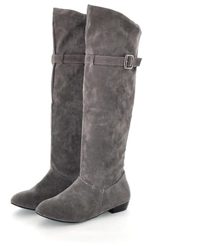 Botas de invierno para mujer, resistentes al agua, altas por encima de la rodilla, botas de caballero de piel, botas de caballero vintage, botas anchas con hebilla de cinturón botas largas cálidas de