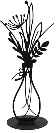 UNUS Deko Aufsteller aus Metall Blumenvase 35 cm Blumen Silhouette Schwarz