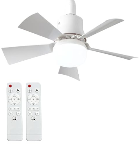 YumSur LED Deckenventilator mit Beleuchtung E27,40 W Ventilator lampe,Dimmbar Deckenbeleuchtung 3 Farben,3 Geschwindigkeiten,Moderne Lüfterbeleuchtung für Wohnzimmer,Schlafzimmer(style2 white)