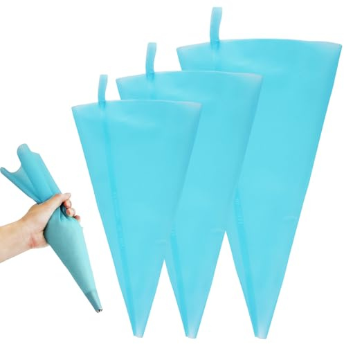 3 stycken professionella spritspåsar, 40/35/30 cm blå spritspåse | 3 storlekar, piping-väska, återanvändbara spritspåsar, tvättbara spritspåsar, stor för kakor, kex, choklad, cupcakes