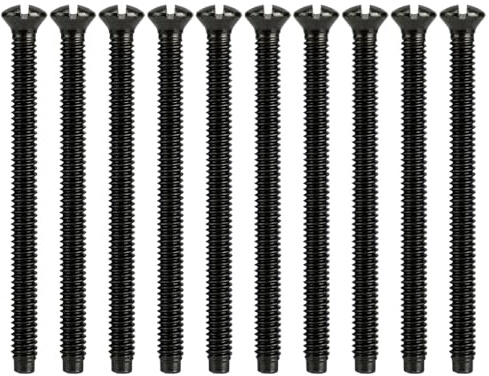 M3.5 × 50mm Black Nickel Slotted Socket Screws – Raised Countersunk Head – DIN965 Standard – Steel – Electrical Fixings (10)