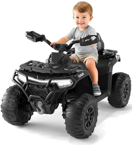 Quad Électrique Enfant 12V 2 Moteurs 35W Télécommande Tout-Terrain 3-8 Ans | Voiture Électrique Enfants Phares LED, Musique Sans Fil/USB, Klaxon, Drapeau LED, Vitesse Réglable ATV Garcon Fille