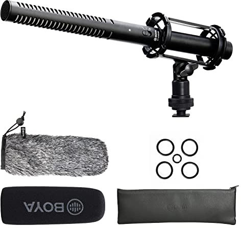 News Gathering Entrevista Micrófono Tipo cañón XLR para Canon, BOYA BY-BM6060 Micrófono Boom transmisión con Parabrisas y Soporte antigolpes para videocámaras Nikon D800 Sony Youtube