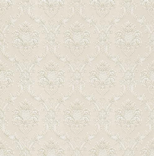 Rasch Tapete 147919 - Helle Papiertapete mit Barock-Muster und Ornamenten - Metallic glänzend