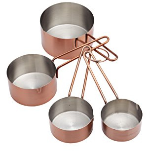 MasterClass Messbecher, Messbecher mit Kupfereffekt zum Backen, Edelstahl, 4er-Set, markiert, silber/braun