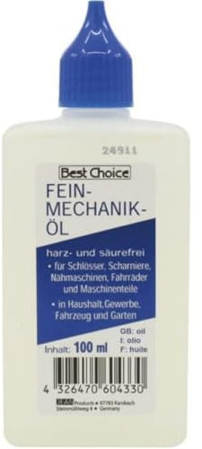 Osma 100 ml Flasche Feinmechaniköl Nähmaschinenöl Universalöl - Hohe Viskosität - Harzt nicht & geruchsneutral - Ideal für feinmechanische Komponenten, Scharniere, Türen, Fenster, Elektro-Rasierer