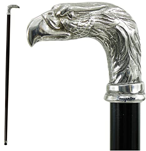 Cavagnini Gehstock Handgefertigt Made in Italy – Luxus Spazierstock aus massivem Buchenholz mit glänzendem Zinn-Griff, personalisierbar, ideal für Herren & Damen – Geschenk mit Gravur