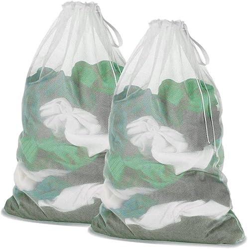 Meowoo 2Pcs Laundry Bags with Drawstring,70×90cm Mesh Laundry Bags for Delicates Heavy Duty Net Washiing Bag for Washing Machine