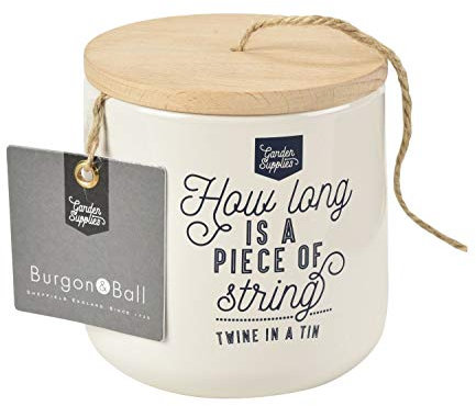 Burgon & Ball Dispensador de Cordel de Yute esmaltado y Madera, 120 Metros de Longitud, Piedra