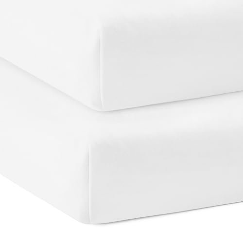 Bloomsbury Mill - Cot Bed Sheets - Fitted Sheets for Toddler & Baby - 140x70cm - Pack of 2 - Organic Cotton - Toddler Bed Sheets for Mattress - Plain White
