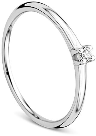 Orovi Ring für Damen Verlobungsring Gold Solitärring Diamantring 9 Karat (375) Brillianten 0.04ct Weißgold Ring mit Diamanten Ring Handgemacht in Italien