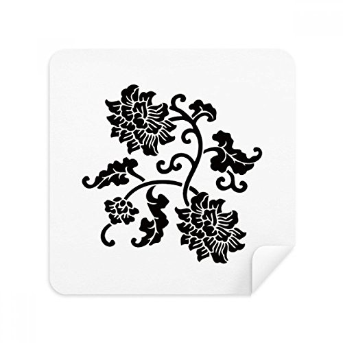 Silhouette Schwarz Blumen Pflanze Brillenputztuch Handy-Display von Wildleder Stoff 2